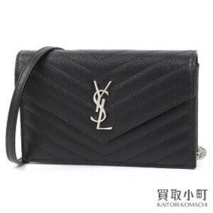Saint Laurent YSL Cassandra envelope chain Bag de poudre black